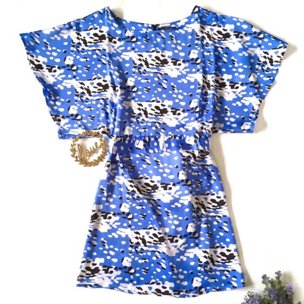 BCBGMaxAzria Wrap Sash Storm Print Dress